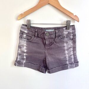 $7 💥Denim Bleached Panel Jean Shorts, Mauve Gray & White Tie Dye Style Pattern